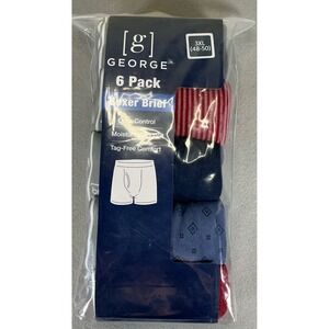 George Mens Boxer Briefs 6 Pack 3XL 48-50 Cotton Moisture Wicking Tag-Free New